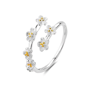 Cherry Blossom Flower Stacking Bypass Ring - Perimade & Co.