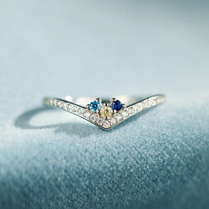 Chevron Custom Birthstone Pave Ring - Perimade & Co.
