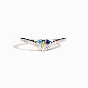 Chevron Custom Birthstone Pave Ring - Perimade & Co.