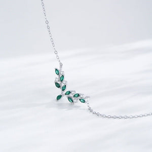 Chevron Olive Leaf Branch Pendant Necklace - Perimade & Co.