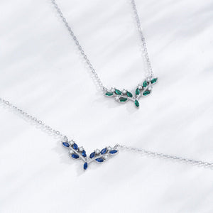 Chevron Olive Leaf Branch Pendant Necklace - Perimade & Co.