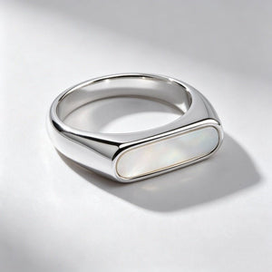 Chic Mother Of Pearl Horizontal Bar Band Ring - Perimade & Co.