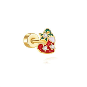 Christmas Stocking Enamel Star Stud Earrings - Perimade & Co.