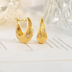Chunky Gold Brushed Starburst Hoop Earrings - Perimade & Co.