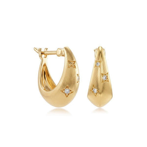 Chunky Gold Brushed Starburst Hoop Earrings - Perimade & Co.