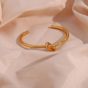 Chunky Gold Knot Open Cuff Bangle Bracelet - Perimade & Co.