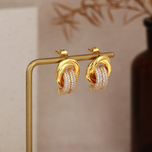 Chunky Intertwined Pave CZ Hoop Earrings - Perimade & Co.