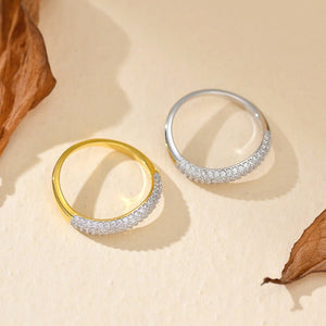 Chunky Pave Crystal Curved Dome Band Ring - Perimade & Co.