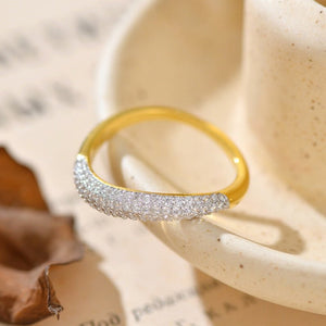 Chunky Pave Crystal Curved Dome Band Ring - Perimade & Co.