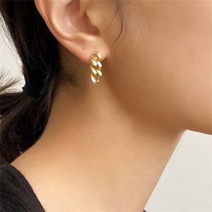 Chunky Triple Curb Chain Drop Stud Earrings - Perimade & Co.