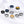 Collection of rings in various colors on a white background