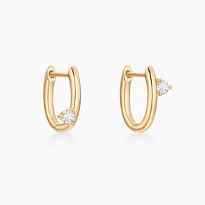 Classic Asymmetric CZ Huggie Hoop Earrings - Perimade & Co.