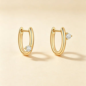Classic Asymmetric CZ Huggie Hoop Earrings - Perimade & Co.