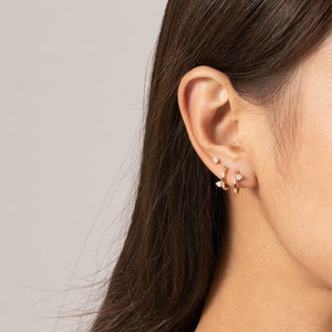 Classic Asymmetric CZ Huggie Hoop Earrings - Perimade & Co.