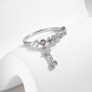 Classic Bezel CZ Pave Drop Charm Band Ring - Perimade & Co.