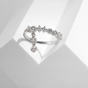 Classic Bezel CZ Pave Drop Charm Band Ring - Perimade & Co.