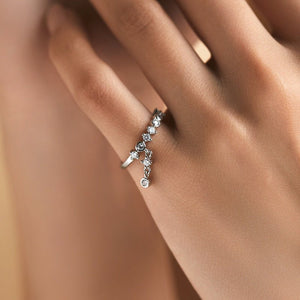 Classic Bezel CZ Pave Drop Charm Band Ring - Perimade & Co.