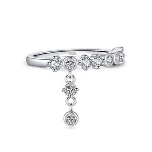 Classic Bezel CZ Pave Drop Charm Band Ring - Perimade & Co.