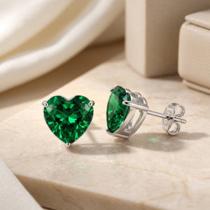 Classic Colorful Heart Birthstone Stud Earrings - Perimade & Co.