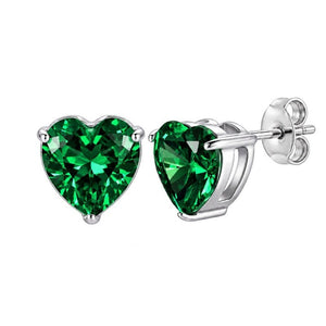 Classic Colorful Heart Birthstone Stud Earrings - Perimade & Co.