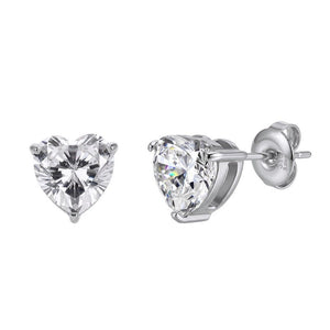 Classic Colorful Heart Birthstone Stud Earrings - Perimade & Co.