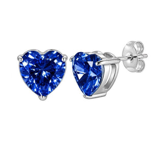 Classic Colorful Heart Birthstone Stud Earrings - Perimade & Co.