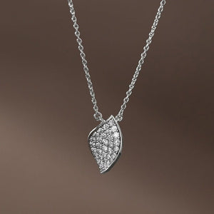 Classic Curved Leaf Pave CZ Charm Necklace - Perimade & Co.