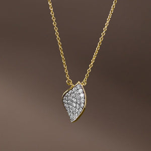 Classic Curved Leaf Pave CZ Charm Necklace - Perimade & Co.