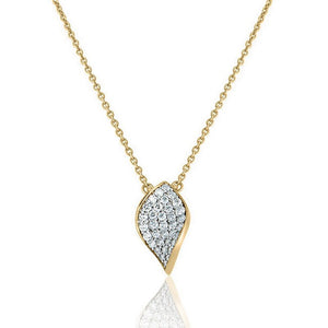 Classic Curved Leaf Pave CZ Charm Necklace - Perimade & Co.