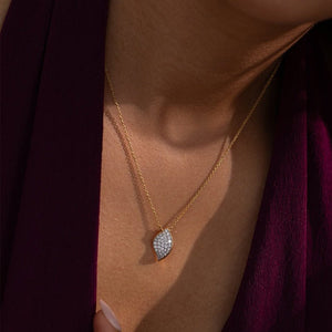 Classic Curved Leaf Pave CZ Charm Necklace - Perimade & Co.