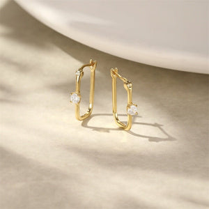 Classic CZ Accent Rectangular Hoop Earrings - Perimade & Co.