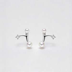 Classic Dual Pearl Crystal Ear Jacket Earrings - Perimade & Co.