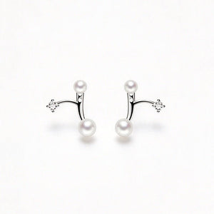 Classic Dual Pearl Crystal Ear Jacket Earrings - Perimade & Co.