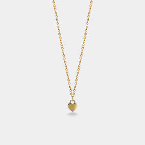 Classic Heart Lock Tiny CZ Pendant Necklace - Perimade & Co.