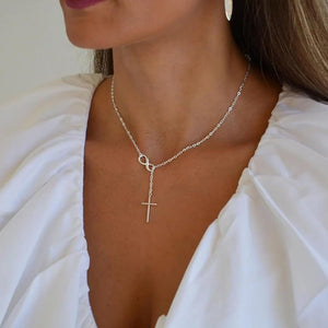 Classic Infinity Cross Charm Lariat Y Necklace - Perimade & Co.