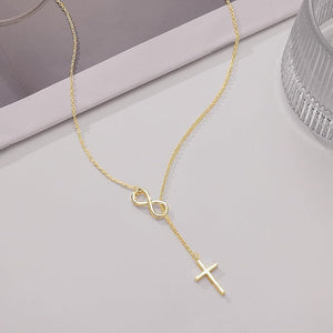 Classic Infinity Cross Charm Lariat Y Necklace - Perimade & Co.