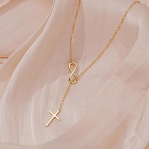 Classic Infinity Cross Charm Lariat Y Necklace - Perimade & Co.