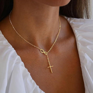 Classic Infinity Cross Charm Lariat Y Necklace - Perimade & Co.