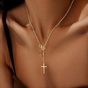 Classic Infinity Cross Charm Lariat Y Necklace - Perimade & Co.