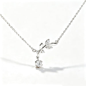 Classic Leaf Vine CZ Dangle Charm Necklace - Perimade & Co.