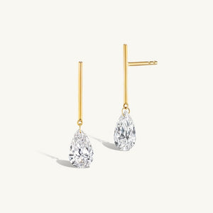 Classic Linear Bar Pear CZ Drop Stud Earrings - Perimade & Co.