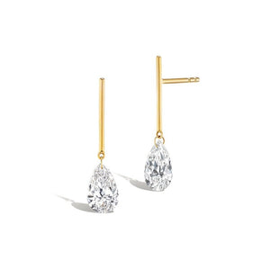 Classic Linear Bar Pear CZ Drop Stud Earrings - Perimade & Co.