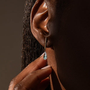 Classic Linear Bar Pear CZ Drop Stud Earrings - Perimade & Co.