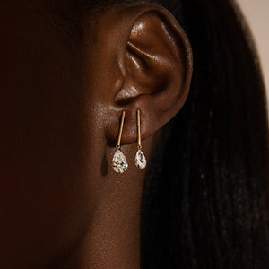 Classic Linear Bar Pear CZ Drop Stud Earrings - Perimade & Co.