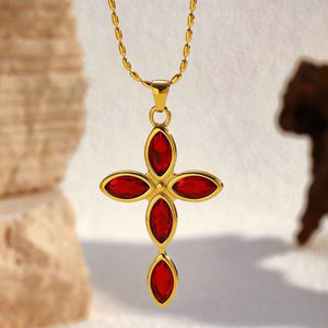 Classic Marquise CZ Cross Pendant Necklace - Perimade & Co.