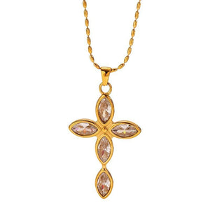 Classic Marquise CZ Cross Pendant Necklace - Perimade & Co.