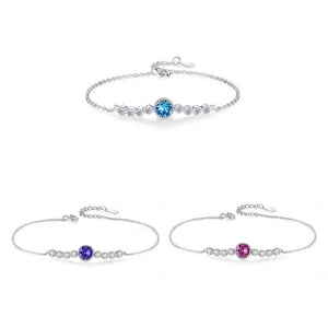 Classic Pastel Round CZ Charm Chain Bracelet - Perimade & Co.