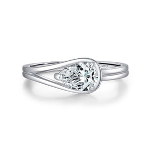 Classic Pear Moissanite Split Layer Band Ring - Perimade & Co.