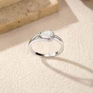 Classic Pear Moissanite Split Layer Band Ring - Perimade & Co.