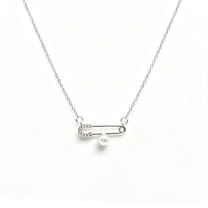 Classic Pearl Paperclip CZ Pendant Necklace - Perimade & Co.